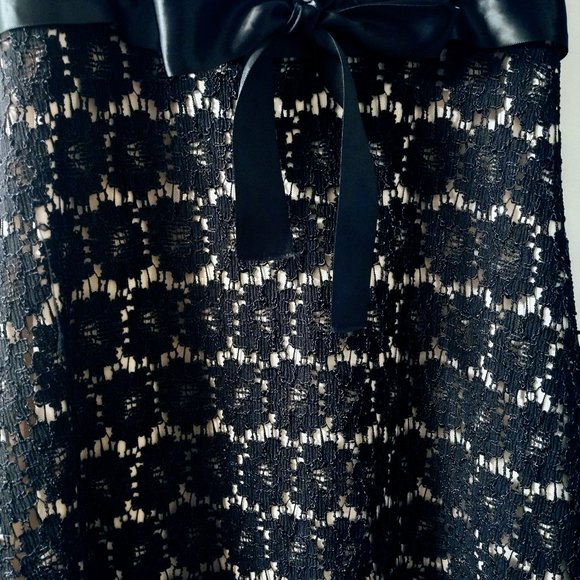 My Michelle Jr. Sz 7/8 Black Lace Prom /Formal/Cocktail Dress Front Satin Ribbon - Picture 5 of 7